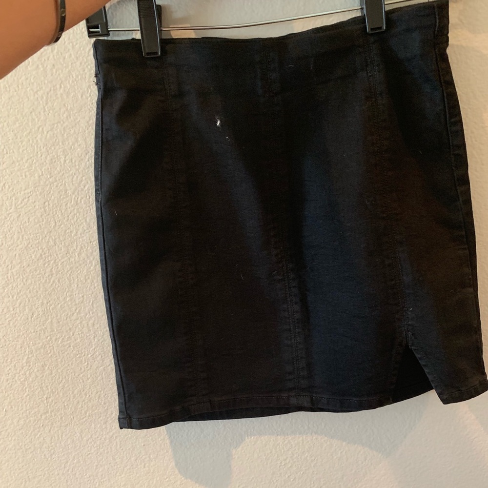 Free people black pull on denim skirt